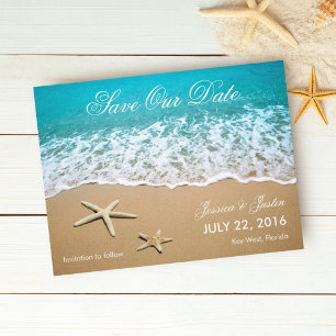 Strand mit Starfish-Save the Date Karte