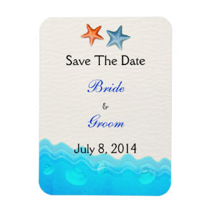 Strand mit Starfish Save the Date Magnet
