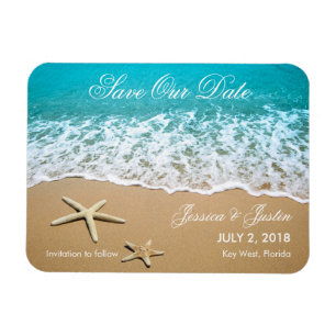 Strand mit Starfish Speichern Sie das Date Magnet