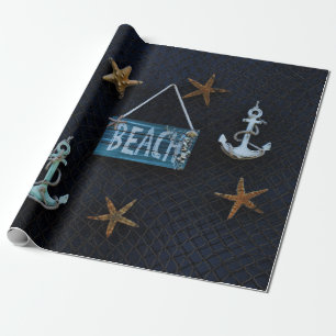 Strand mit Starfish und Ankern Geschenkpapier