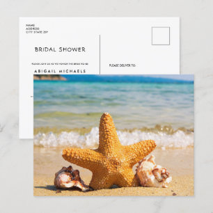 Strand mit Starfish und Seashells Brautparty Einladungspostkarte