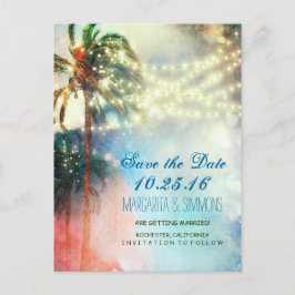 Strand mit Strandbeleuchtung Save the Date Ankündigungspostkarte