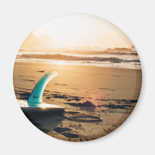Strand mit Surfbrett Magnet (Vorne)