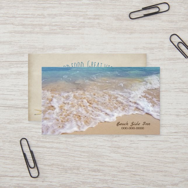 Strand mit überwältigender Brandung Visitenkarte (Vorderseite/Rückseite Beispiel)