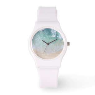 Strand mit weißem und grünem Lace Sand und Meer Armbanduhr