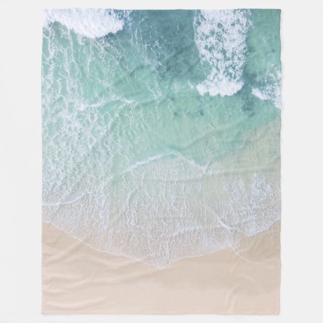 Strand mit weißem und grünem Lace Sand und Meer Fleecedecke (Vorderseite)