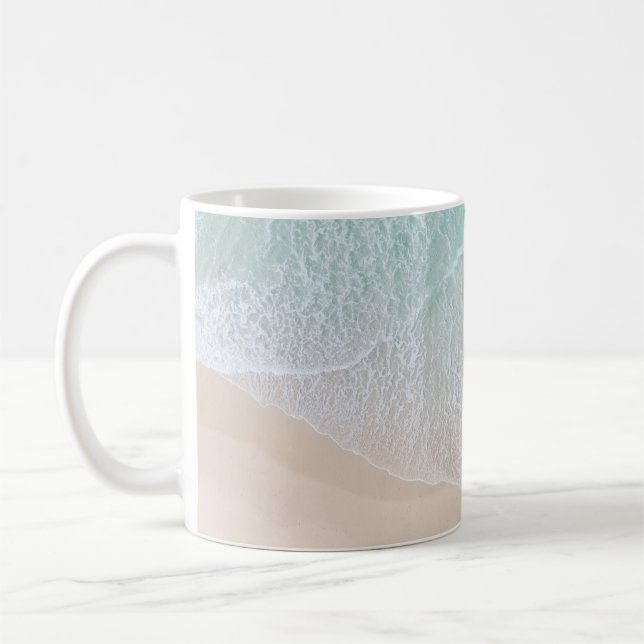 Strand mit weißem und grünem Lace Sand und Meer Kaffeetasse (Links)