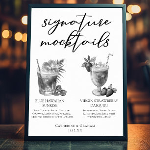 Strand Mocktails Sommer Poolparty Schwarz Weiß Poster