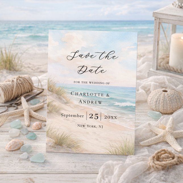 Strand moderne Küstenhochzeit Save The Date (Von Creator hochgeladen)
