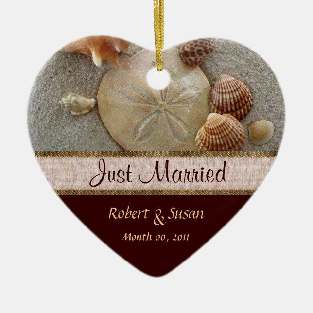 Strand-Muschel-Herz-geformte Gastgeschenk Hochzeit Keramikornament (Vorne)