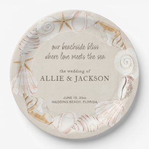 Strand Muscheln Sand Liebe Meer Hochzeit Pappteller