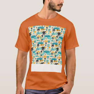 Strand Nahtloses Muster Sommerpalme Tree Waves Coa T-Shirt