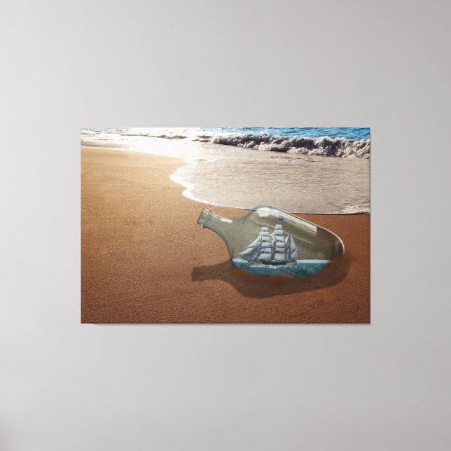 STRAND OCEAN SCHIFFSFLASCHE STRETCHIERTE LEINWAND  (Vorderseite)