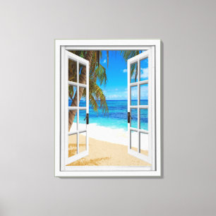 Strand-Ozean-Ansicht-Fake-Fenster Leinwanddruck