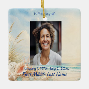 Strand Ozean Gedenkgebet Karte Foto Andenken Keramikornament