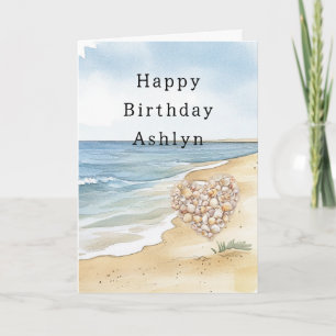 Strand Ozean Meer Muscheln Herz Karte