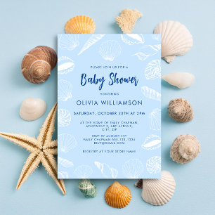 Strand Ozean Meer Muscheln Junge Baby-Party Einladung