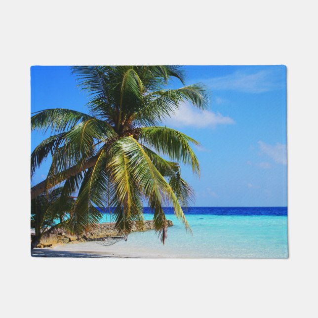 Strand-Ozean-Seepalme-Ferien-Strand-Leben Fußmatte (Vorderseite)