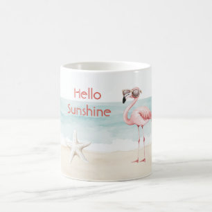 Strand Ozean Seestern Rosa Flamingo Hallo Sonnensc Kaffeetasse