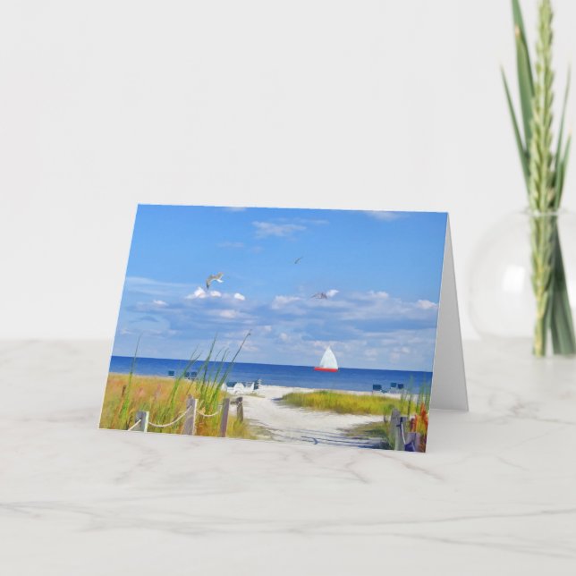 Strand, Ozean und Segelboot-Karte Karte (Vorderseite)