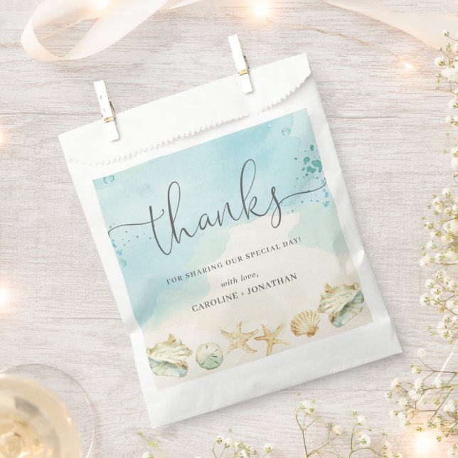 Strand Ozean Zielort Hochzeit Danke  Geschenktütchen (Ausgeschnitten)