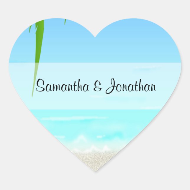 Strand-/Ozeanherz in Form von Stickern Herz-Aufkleber (Vorderseite)