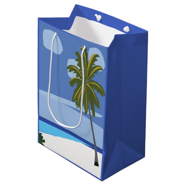 Strand Palm Tree Vacation Beach Mittlere Geschenktüte (Vorderseite Schrägansicht)