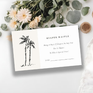 Strand-Palmbaum-Skizze-Windel-Raffle-Baby-Shower Begleitkarte