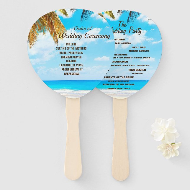 Strand, Palmen Hochzeit in Urlaubsort Fächer (Vorne und Hinten)