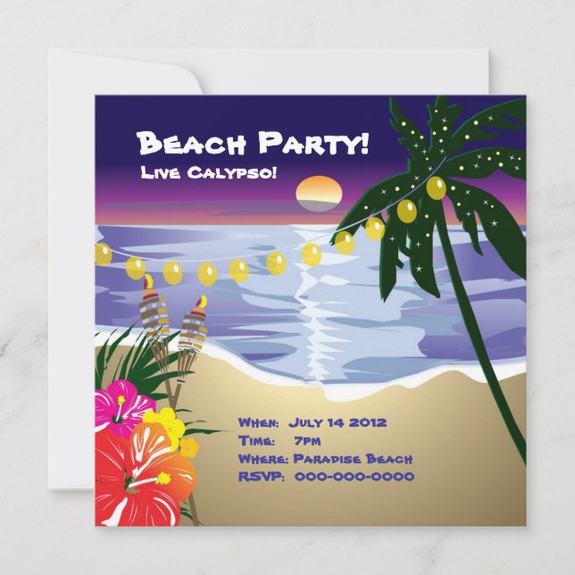 Strand-Party Einladung (Vorderseite)