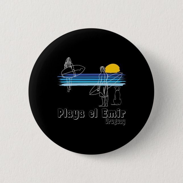 Strand Playa El Emir Uruguay, Surfen Strand Surfer Button (Vorderseite)