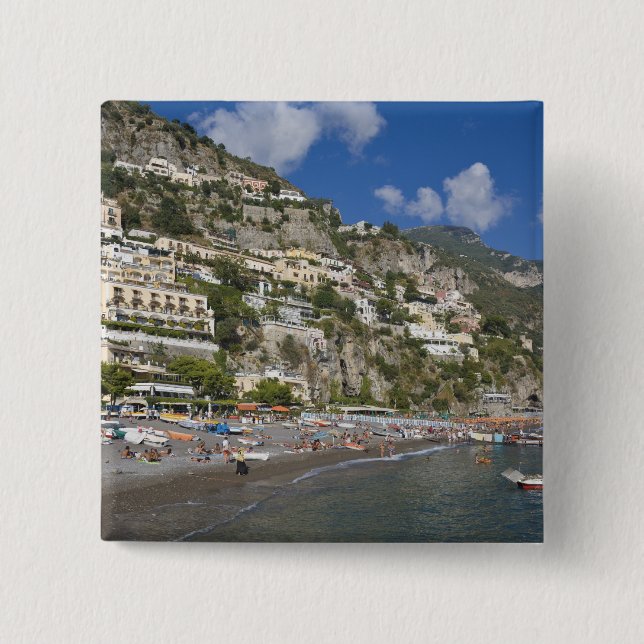 Strand Positano, Kampanien, Italien Button (Vorderseite)