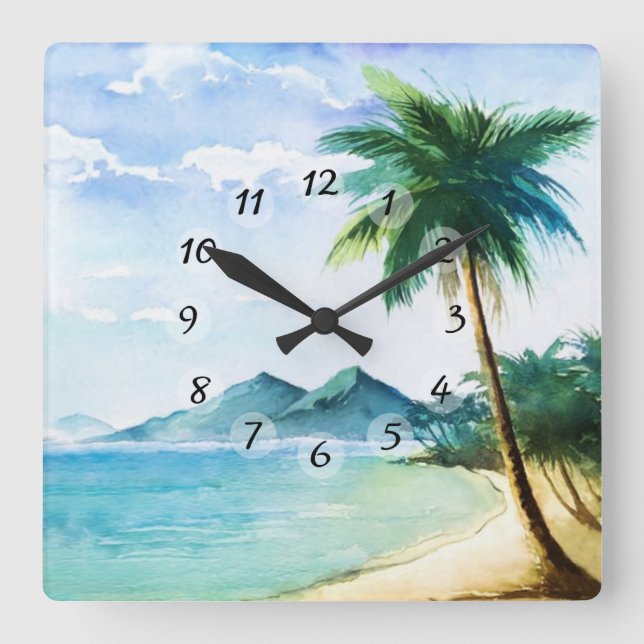 Strand Quadratische Wanduhr (Vorderseite)