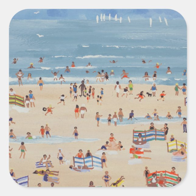 Strand Quadratischer Aufkleber (Vorderseite)