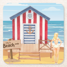 Strand Rechteckiger Pappuntersetzer