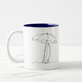 Strand-Regenschirm-Surfboard-Tasse in Linienstil Zweifarbige Tasse