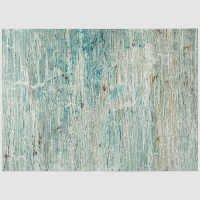 Strand Rustikales Holz Ozean Blue Crackle Decoupag Seidenpapier (Vorderseite)