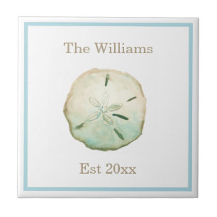 Strand-Sand-Dollar-kundenspezifische Nachname und Fliese