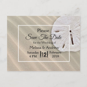 Strand-Sand-Dollar-Themen-Hochzeit Termin vormerke Ankündigungspostkarte