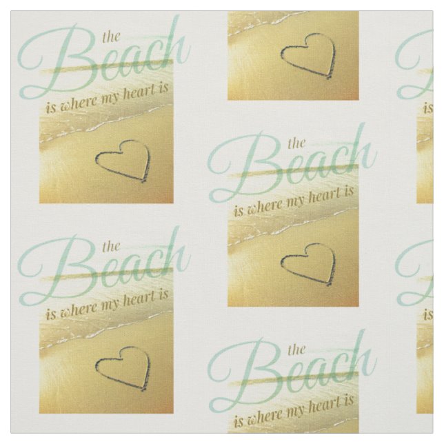 Strand-Sand-Herz-Foto-Gewebe Stoff (Muster)