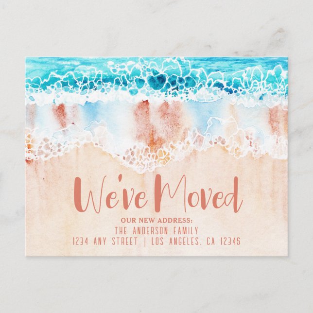 Strand Sand neue Adresse Postkarte (Vorderseite)