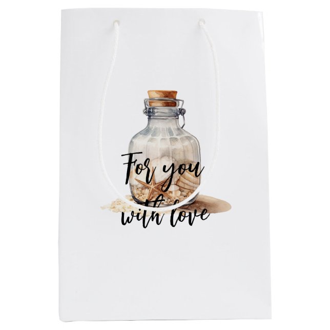 Strand Sand Seestern Flasche Mittlere Geschenktüte (Vorderseite)