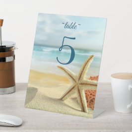 Strand, Sand, Starfish Hochzeitssonne Tischnummer Sockelschild