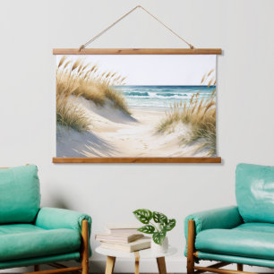 Strand Sanddünen Gräser Weg Strand Kunst Wandteppich Mit Holzrahmen