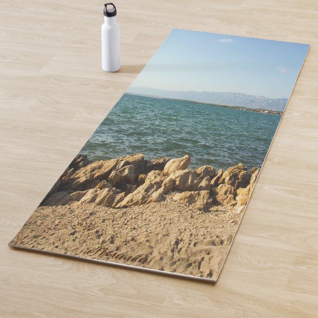 Strand Sandstrand Text Personalisiert Yoga Mat Yogamatte (Beispiel)
