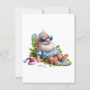 Strand Santa Sommerferien süße Weihnachtslichter Postkarte