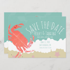 Strand Save the Date Crab Sand Ocean Waves Einladung