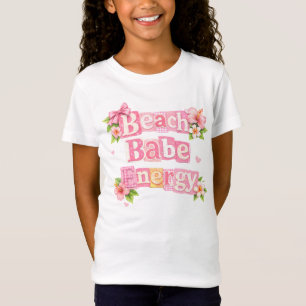 Strand-Schatz Energie Rosa Floral Tropischer Somme T-Shirt