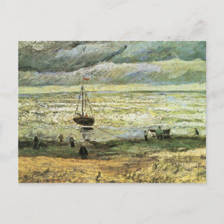 Strand Scheveningen bei stürmischem Wetter von van Postkarte