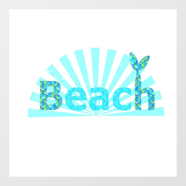 Strand, Schwanz Mermaid Fensteraufkleber (Blatt)